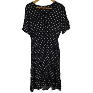 Gap Ditsy Floral Button Down Short Sleeve Midi Dress Clover‎ Flower Classic 14